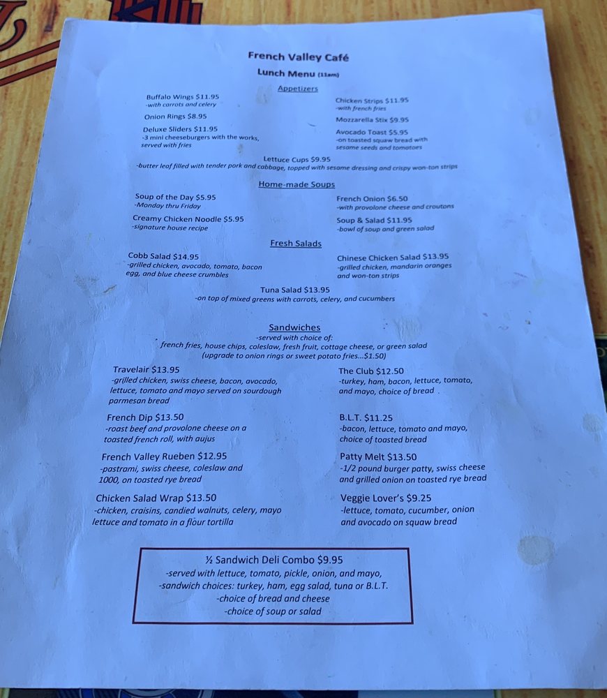 French Valley Cafe Menu - Image 10
