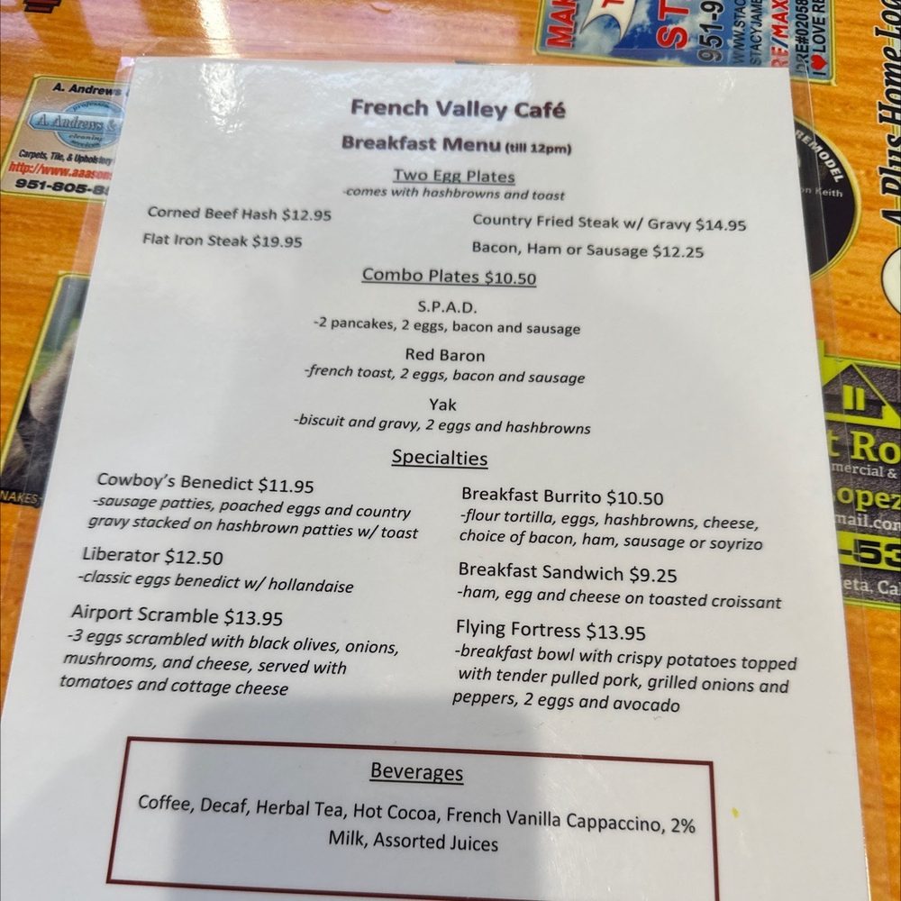 French Valley Cafe Menu - Image 12