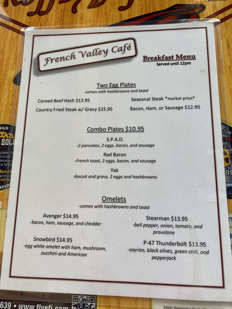 French Valley Cafe Menu - Image 5